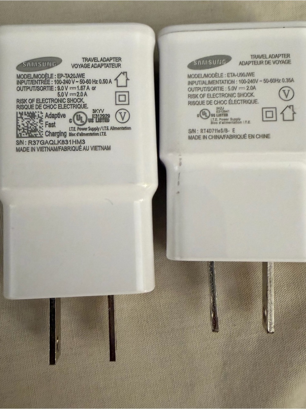 Samsung White USB Travel Wall Charger Adapters - Pair
